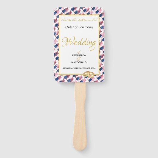 US AMERICA Christelijk Aangepast huwelijksprogramm Handwaaier (Voorkant)