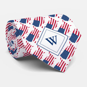 US AMERICA Flag Custom Monogram Scripts Stropdas