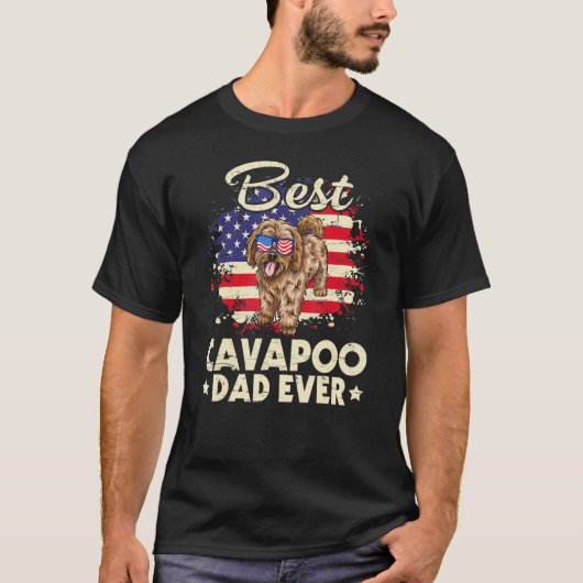 US American Best Cavapoo Dog Dad op Father Day D T-shirt (Voorkant)