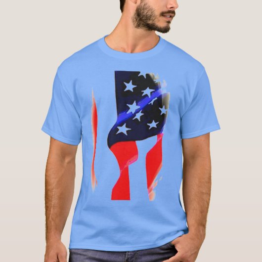 US American Flag Pop Art Blue T-shirt (Voorkant)