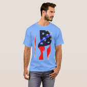 US American Flag Pop Art Blue T-shirt (Voorkant volledig)