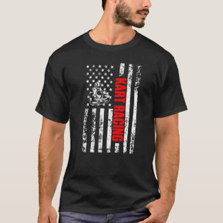 US American Flag Sports Patriotic Go Kart Racing P T-shirt