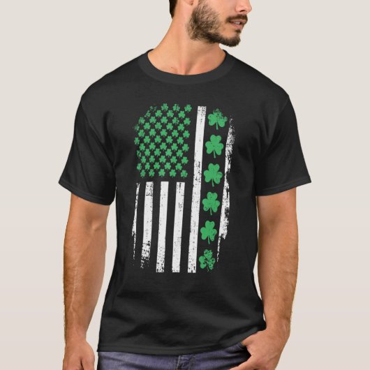 US American flag with shamrocks for St Patricks da T-shirt (Voorkant)
