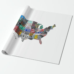US American United States Map Flag License Bord A Cadeaupapier