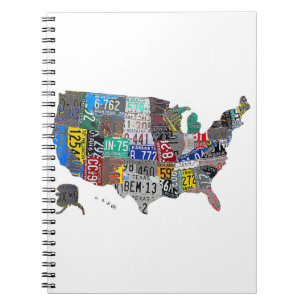 US American United States Map Flag License Bord A Notitieboek