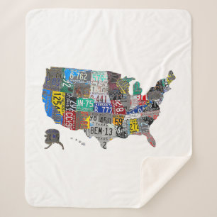 US American United States Map Flag License Bord A Sherpa Deken