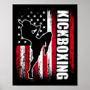 Us Amerikaanse Vlag Kickboksen Vechters Kickbokser Poster