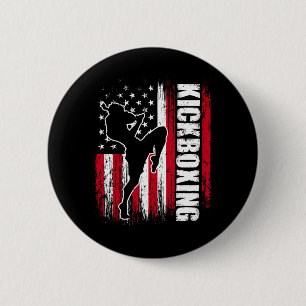 Us Amerikaanse Vlag Kickboksen Vechters Kickbokser Ronde Button 5,7 Cm