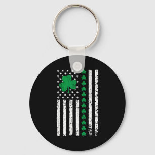 Us amerikaanse vlag met shamrocks voor st patricks sleutelhanger