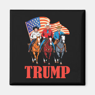 Us Amerikaanse Vlag Team Trump Cowboy Paardrijden Magneet