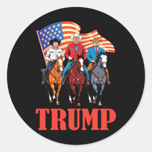 Us Amerikaanse Vlag Team Trump Cowboy Paardrijden Ronde Sticker