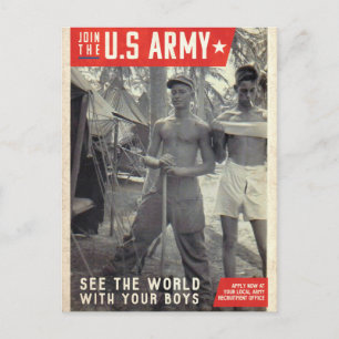 US Army Travel Recrugement Poster Briefkaart