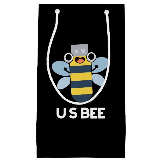 US Bee Funny USB Technical Pun Dark BG Klein Cadeauzakje (Voorkant)
