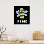 US Bee Funny USB Technical Pun Dark BG Poster (Keuken)