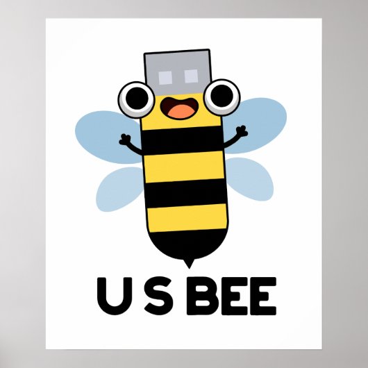 US Bee Funny USB - Technisch woordspun Poster (Voorkant)