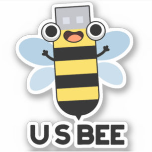 US Bee Funny USB - Technisch woordspun Sticker