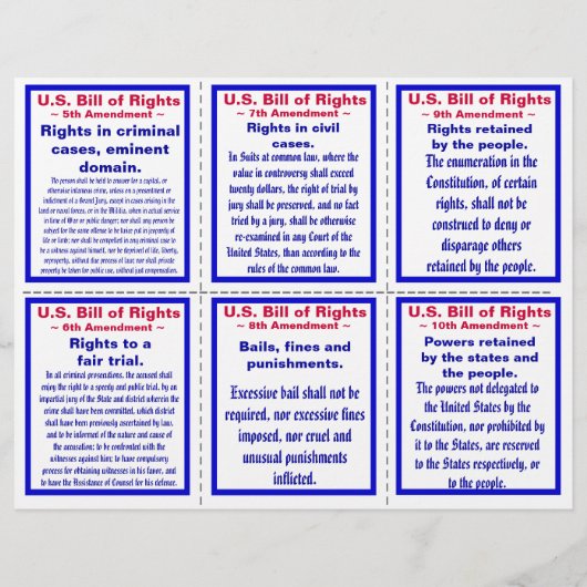 US Bill of Rights Pocket Pamphlet Sjabloon Flyer (Achterkant)