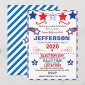 US BIRTHDAY BOY ELECTION BIRTHDAY INVITATION (Devant / Derrière)