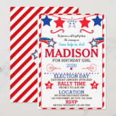 US BIRTHDAY GIRL ELECTION BIRTHDAY INVITATION (Devant / Derrière)