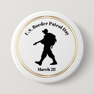 US Border Patrol Day Silhouette Button #2