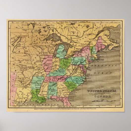 US, Canada Hand Colored Atlas Map Poster (Voorkant)