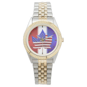 US/Canada Watch Canadian USA Flag Wrist Watch Watc Horloge