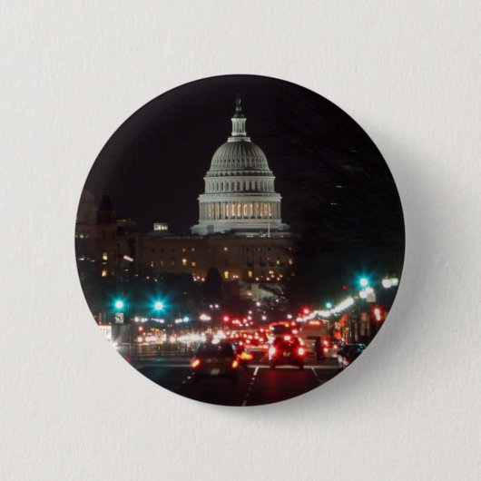 US Capitol Building 's nachts Ronde Button 5,7 Cm (Voorkant)
