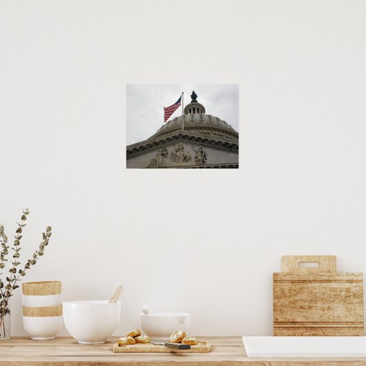 US Capitol Building with American Flag - East Poster (Keuken)
