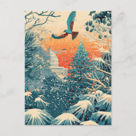 US Capitol Hill Kerstboom vakantie Kaart, retro Briefkaart