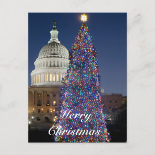 US Capitol Kerstboom Ansichtkaart Feestdagenkaart