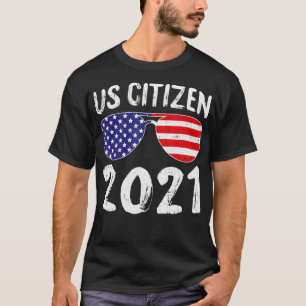 US Citizen 2021 4 juli 2010 Cool American Flag Sun T-shirt