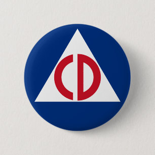 US Civil Defence Logo  Symbool Ronde Button 5,7 Cm