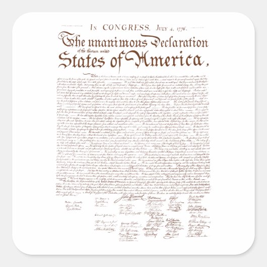 US Declaration of Independence Vierkante Sticker (Voorkant)