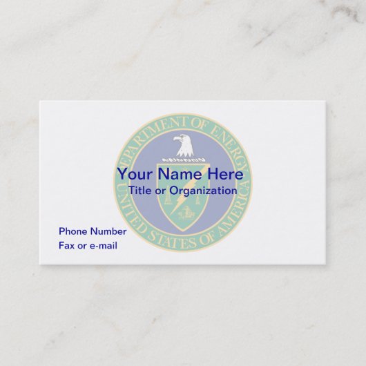 US Department of Energy Visitekaartje (Voorkant)