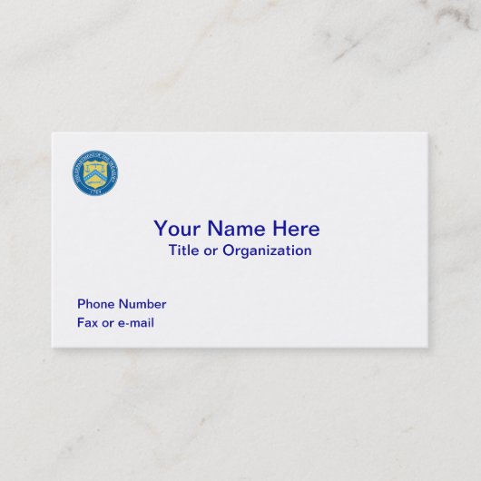 US Department of Treasury Visitekaartje (Voorkant)