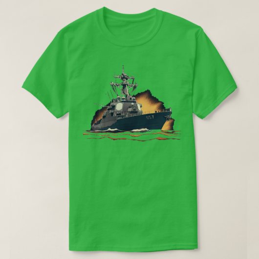 US destroyer schip T-shirt (Design voorkant)