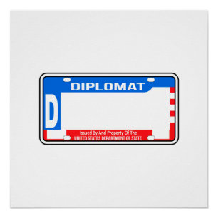 US Diplomatic Licence Bord Blank Perfect Poster