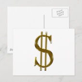 $ US-dollarteken goud Briefkaart (Voorkant / Achterkant)