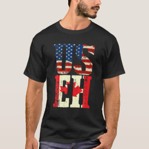 US EH Funny Canada American Flag Canadian Meme Quo T-shirt
