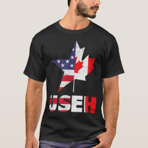 US EH Funny Canada American Flag T-shirt