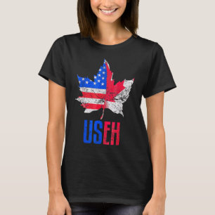 US Eh Leaf Canadian American Flag Canada Verenigde T-shirt