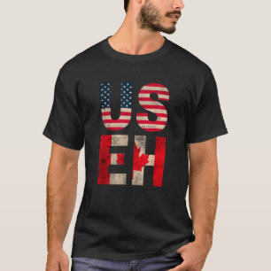 US EH USA CANADA Vlag retro mannen vrouwen jongen T-shirt