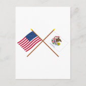 US en Illinois Crossed Flags Briefkaart (Voorkant)