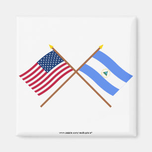 US en Nicaragua - Kroesse vlaggen Magneet