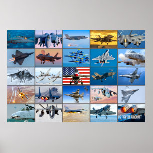 US FIGHTER VLIEGTUIG "MONTAGE" POSTER