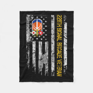 US Flag 228th Signal Brigade Militaire Vintage Vet Fleece Deken