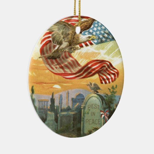 US Flag Bald Eagle begraafplaats Tombstone Wreate Keramisch Ornament (Rechts)