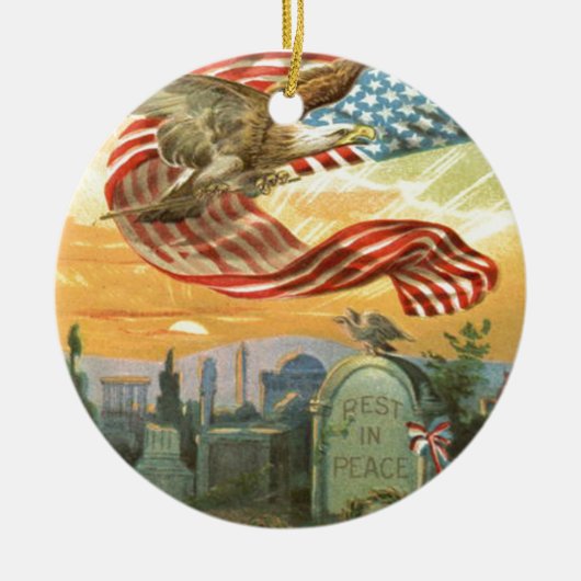 US Flag Bald Eagle begraafplaats Tombstone Wreate Keramisch Ornament (Voorkant)