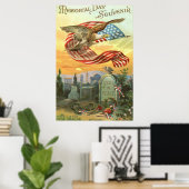 US Flag Bald Eagle begraafplaats Tombstone Wreate Poster (Thuiskantoor)