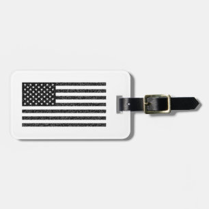 US Flag Black en White Retro Bagagelabel
